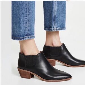 Madewell Myles Low Ankle Boot Black Leather Size 7.5 EUC